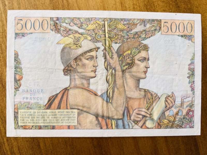 5000 Francs Terre et Mer - 1949 - Banknote Serial O.22 - VF - P.131 ...